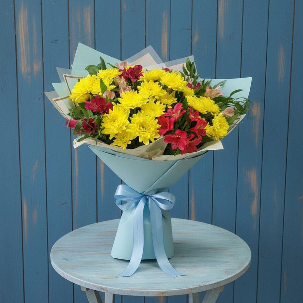 Букет цветов из: Альстромерии и Хризантемы в Тереньге