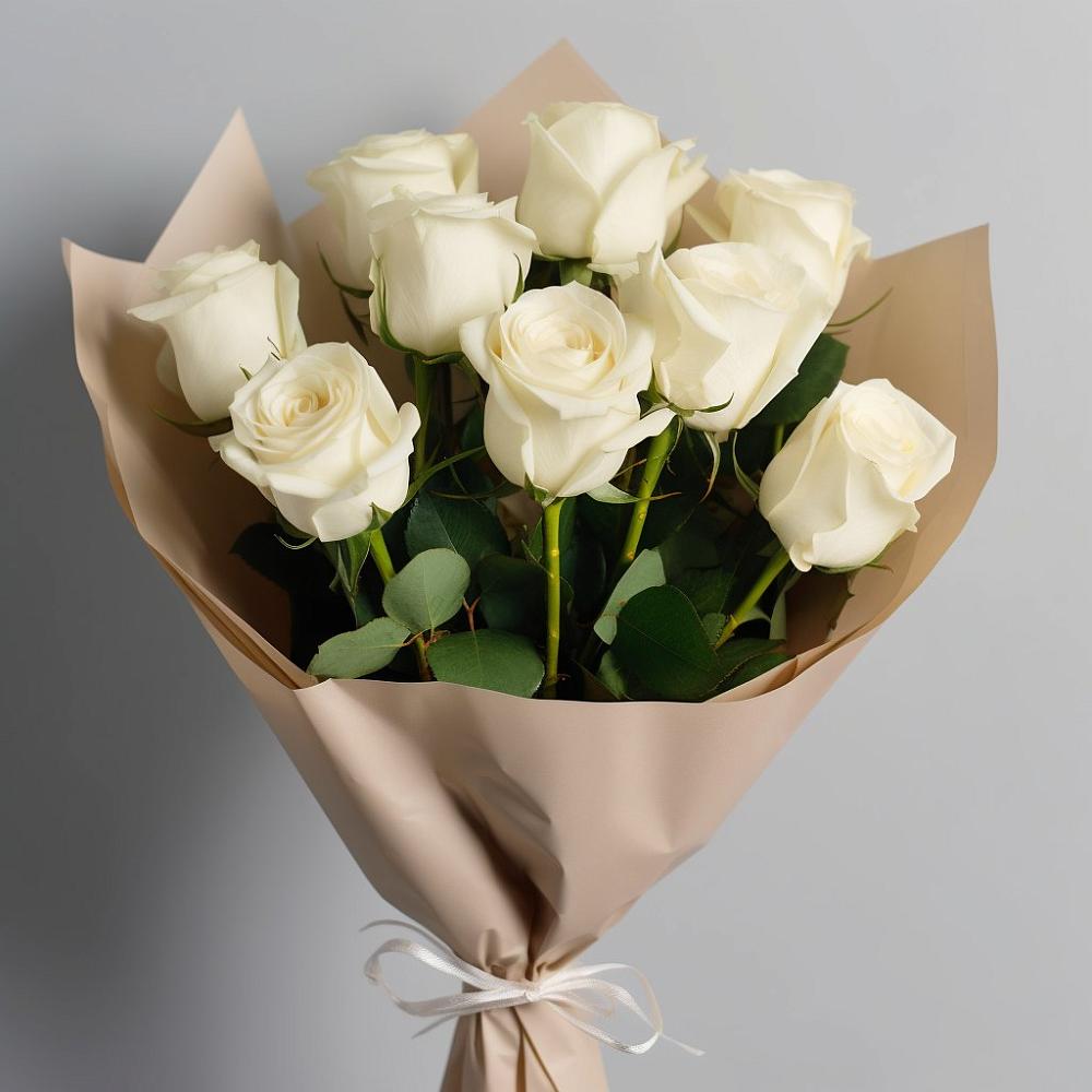 Букет 9 Белых роз Эдлесс Лав в Тереньге