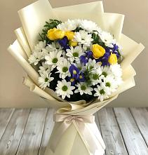 Букет цветов из:  Ирисы, Хризантемы и Розы #REPLACE_PRED# Тереньге