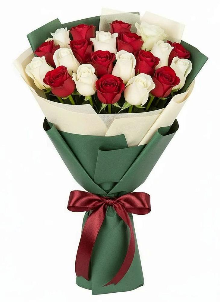 Букет Микс из красных и белых роз в Тереньге