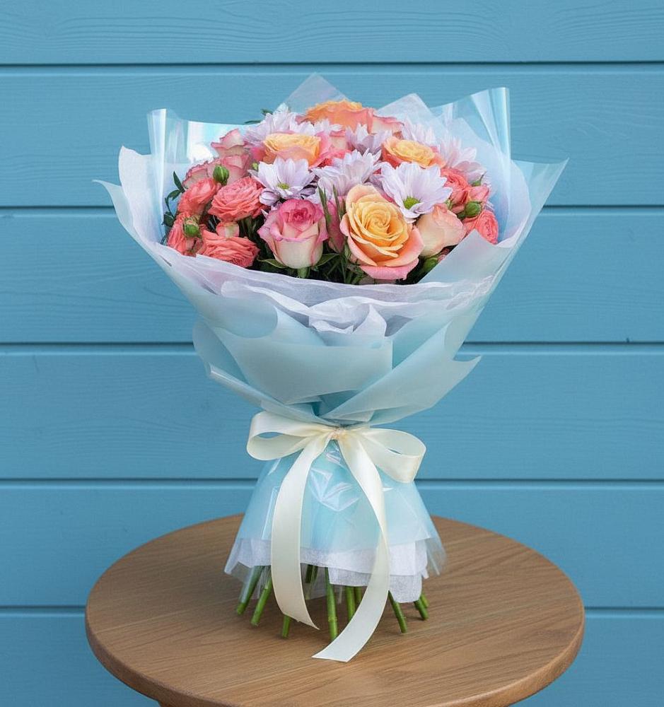 Букет цветов из: Хризантемы и Розы в Тереньге