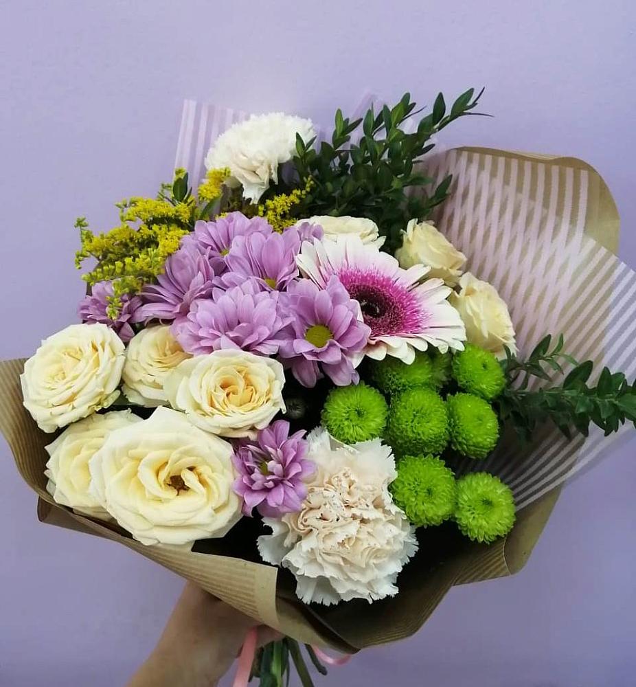 Букет цветов из: Хризантемы, Розы, Гвоздики и Герберы в Тереньге