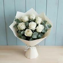 Букет Белые розы в Эвкалипте в Тереньге